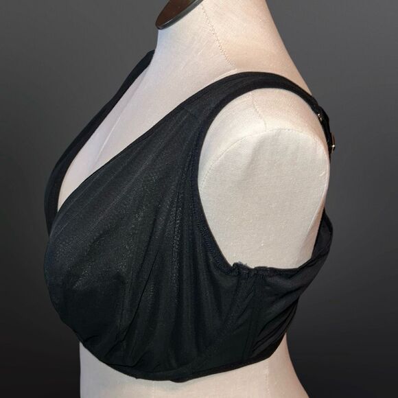 Plus Size Cacique Mesh Black Hi Apex Plunge Bra Size 44I - Picture 2 of 6